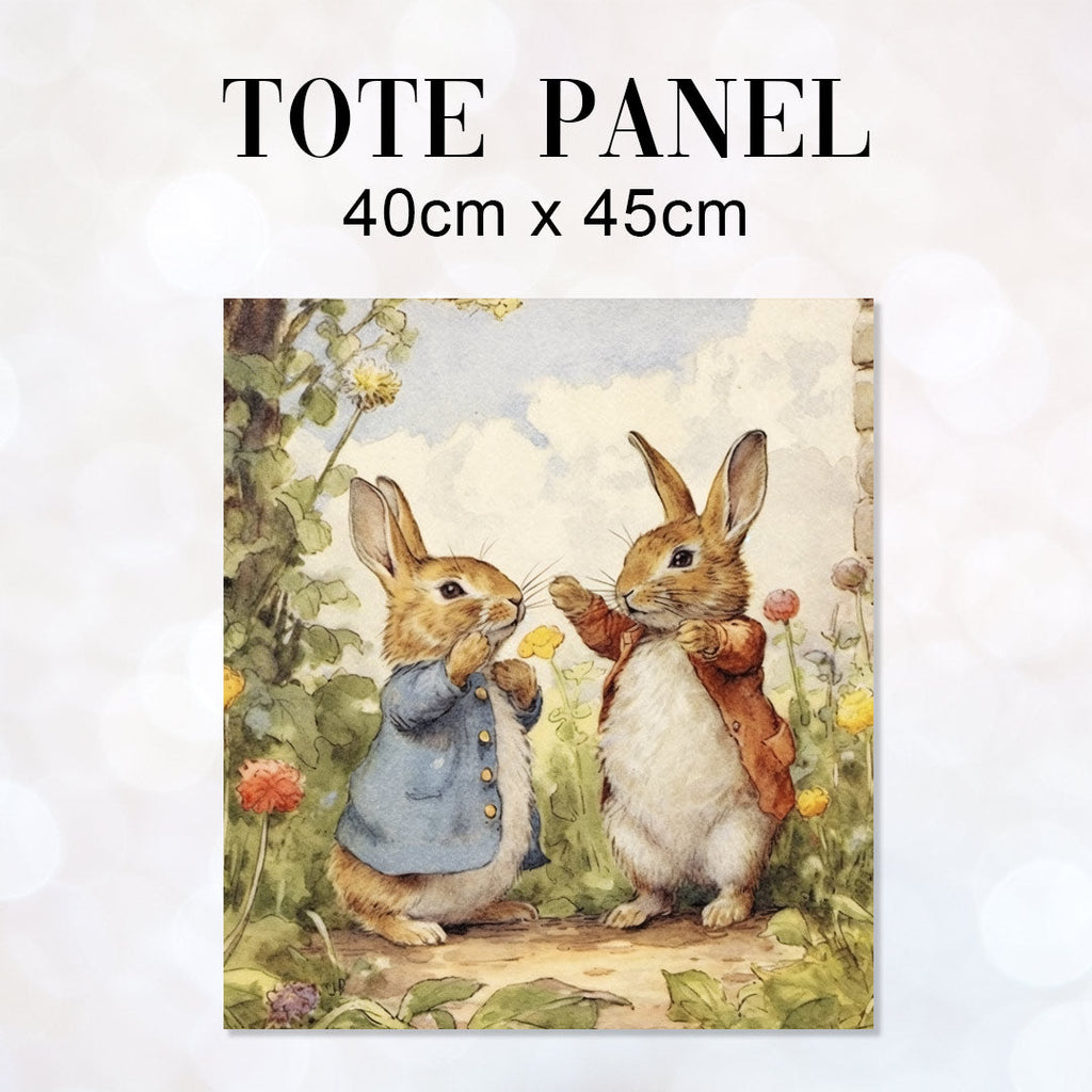 TOTE Vintage Rabbits Fabric Bag Panel TP-182