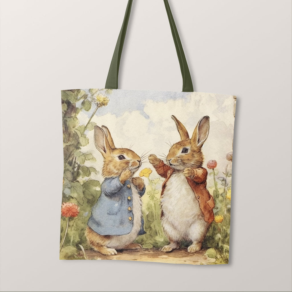 TOTE Vintage Rabbits Fabric Bag Panel TP-182