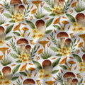 Watercolour Mushrooms On White Fabric