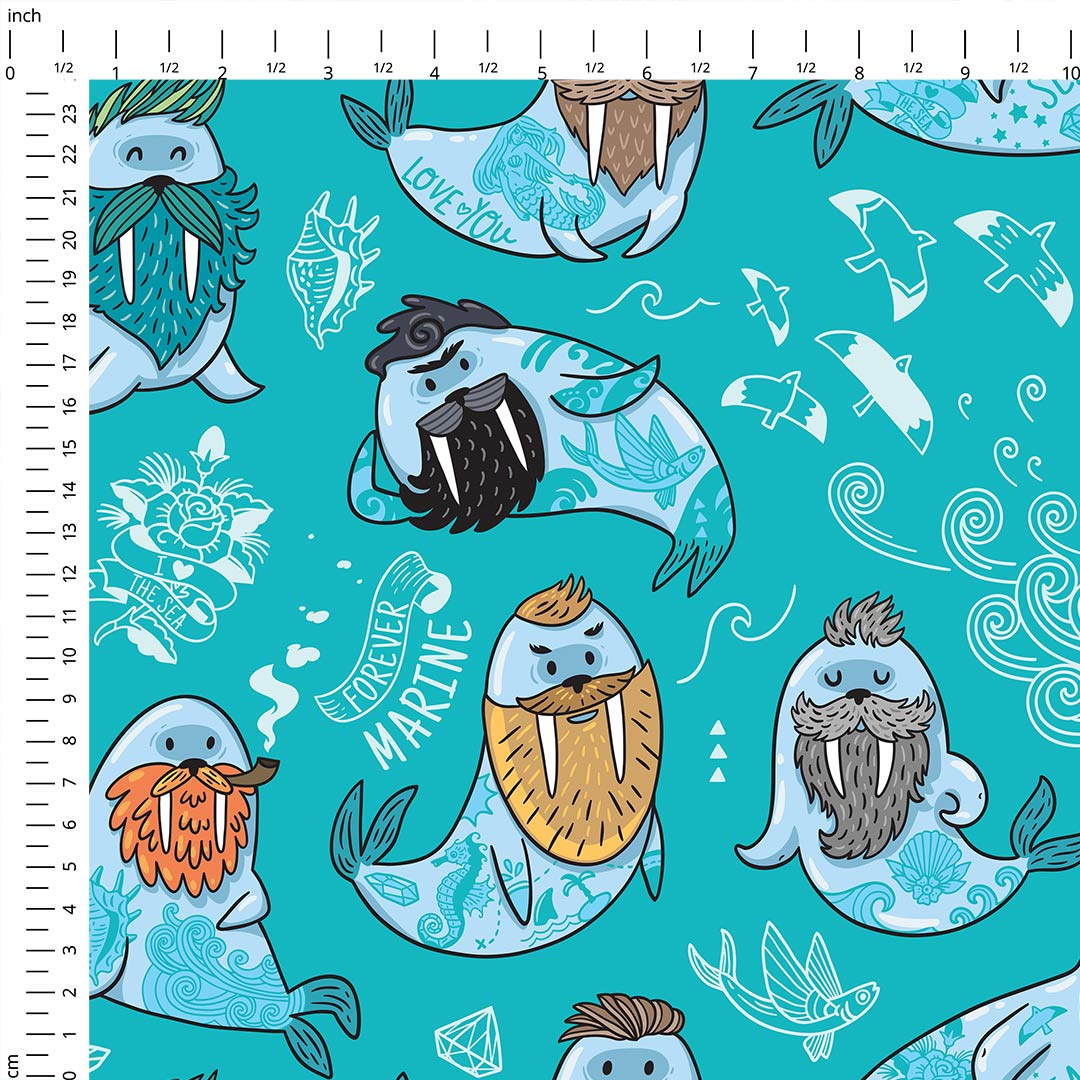 Walrus Mint Fabric