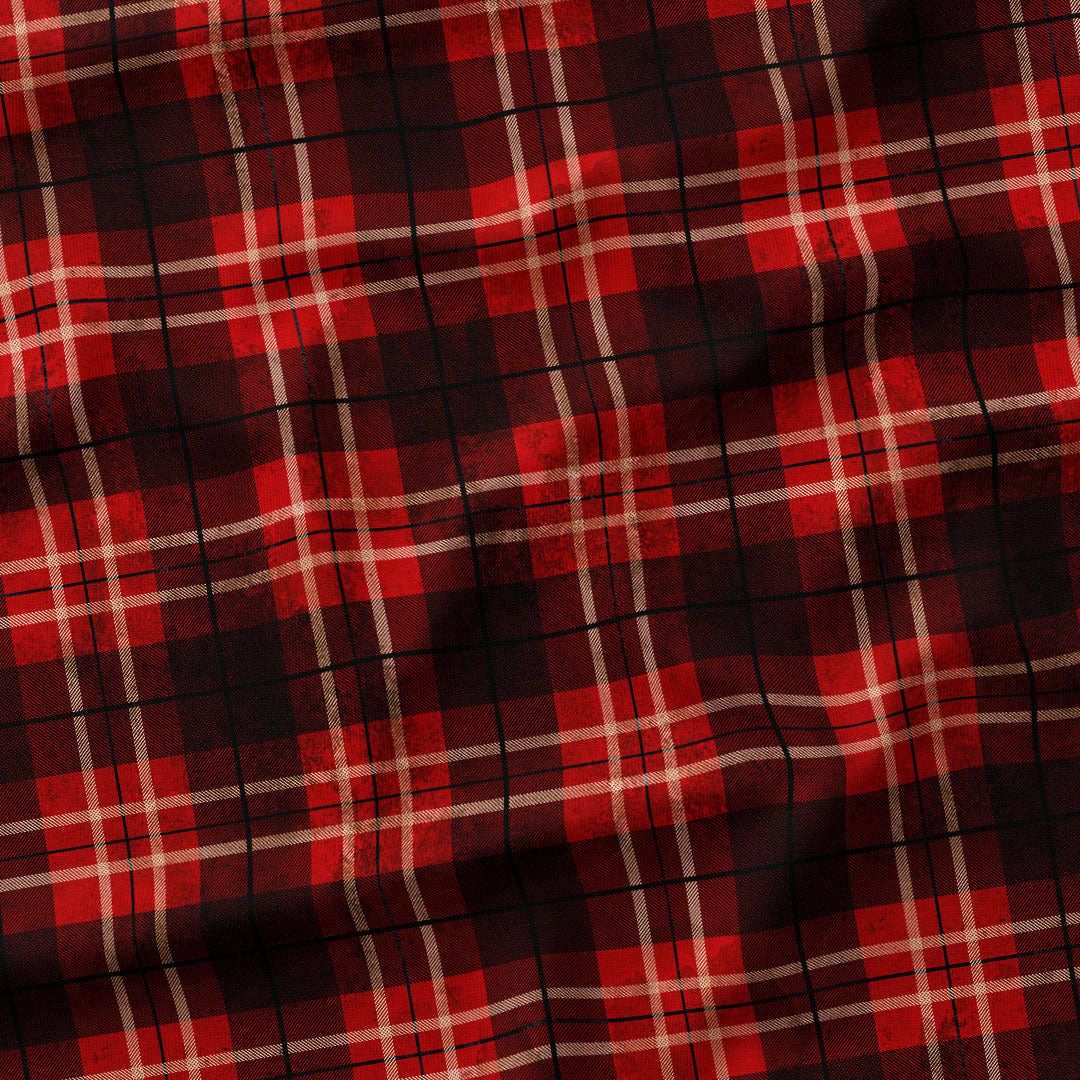 Washed Red Plaid Fabric 1465