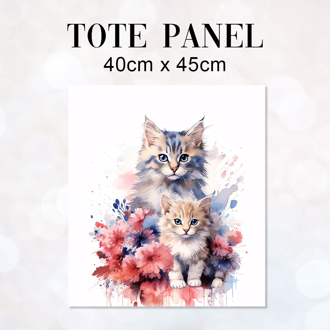 TOTE Watercolour Cats Fabric Bag Panel