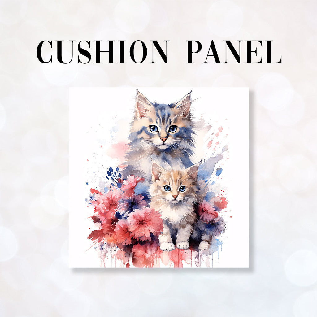 CUSHION Fabric Panel Watercolour Cats