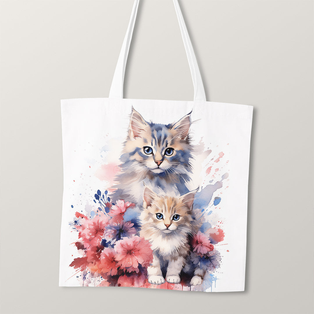 TOTE Watercolour Cats Fabric Bag Panel