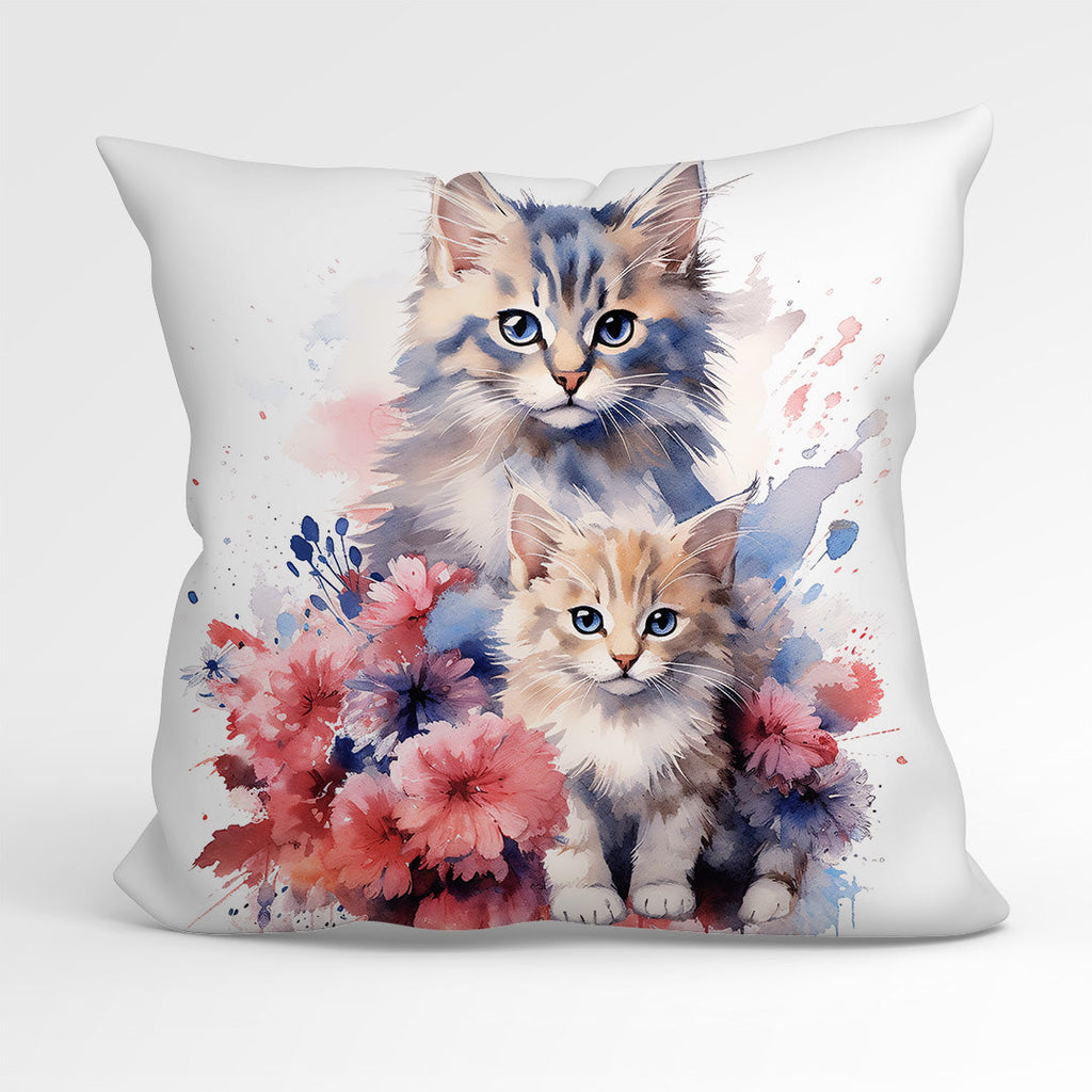 CUSHION Fabric Panel Watercolour Cats