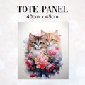 TOTE Watercolour Cats and Flowers Fabric Bag Panel