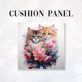 CUSHION Fabric Panel Watercolour Cats and Flowers