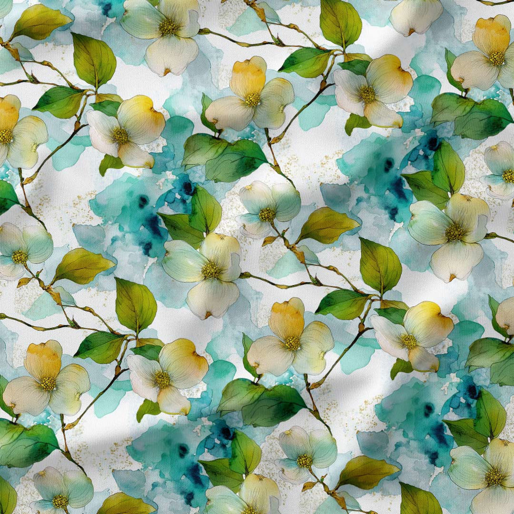 Watercolour Dogwood Flowers Fabric