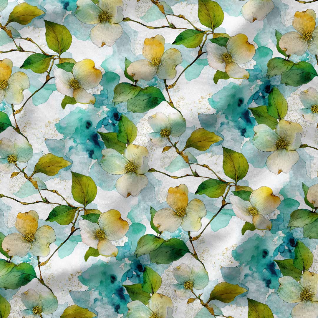 Watercolour Dogwood Flowers Fabric
