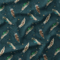 Watercolour Feathers Green Fabric