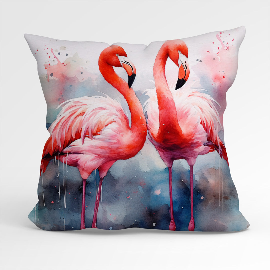 CUSHION Fabric Panel Watercolour Flamingos