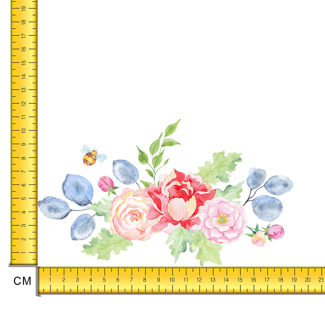 Watercolour Flowers and Bee Iron on Fabric Heat Transfer DTF-157