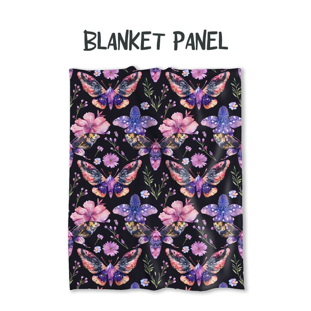 Watercolour Garden Moth Fabric Blanket Panel BP-24