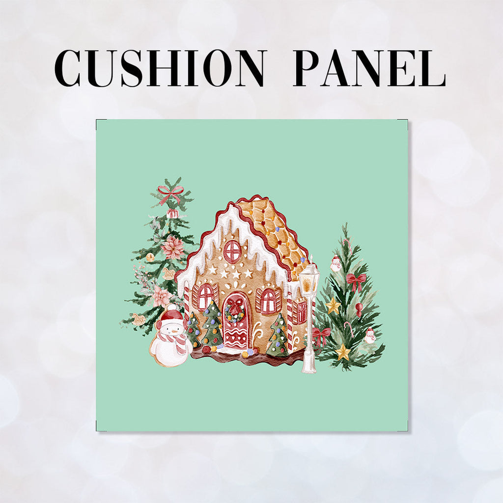 CUSHION Panel Watercolour Gingerbread House CP-828