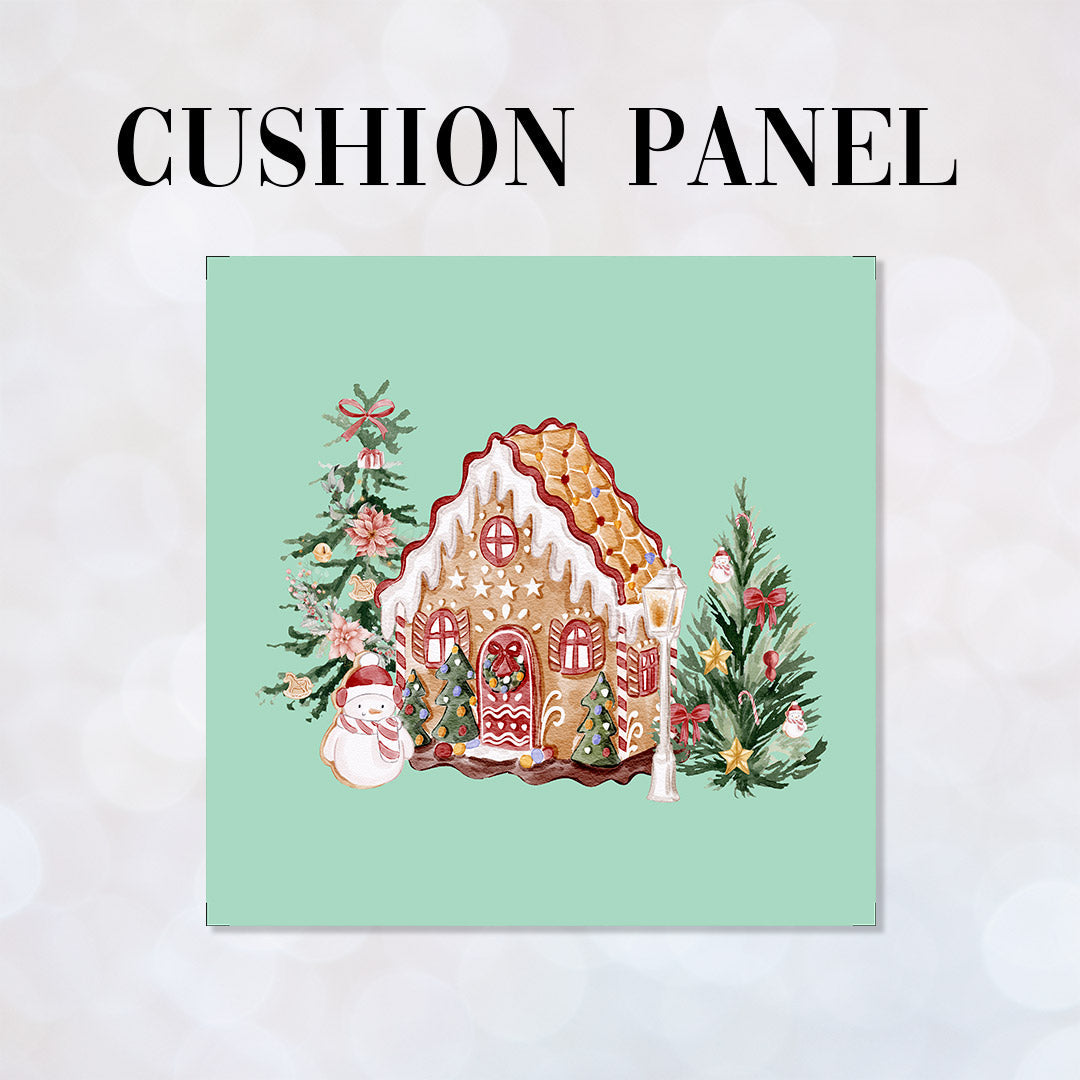 CUSHION Panel Watercolour Gingerbread House CP-828