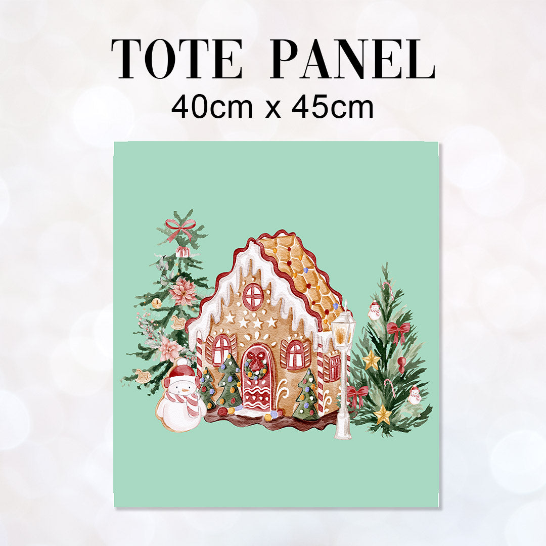 TOTE Panel Watercolour Gingerbread House TP-864