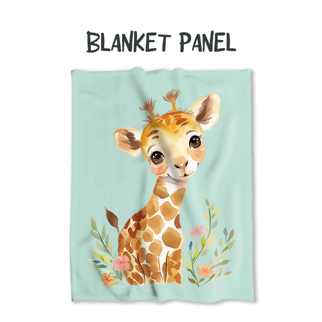 Watercolour Giraffe Mint Fabric Blanket Panel BP-27