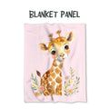 Watercolour Giraffe Pink Fabric Blanket Panel BP-28
