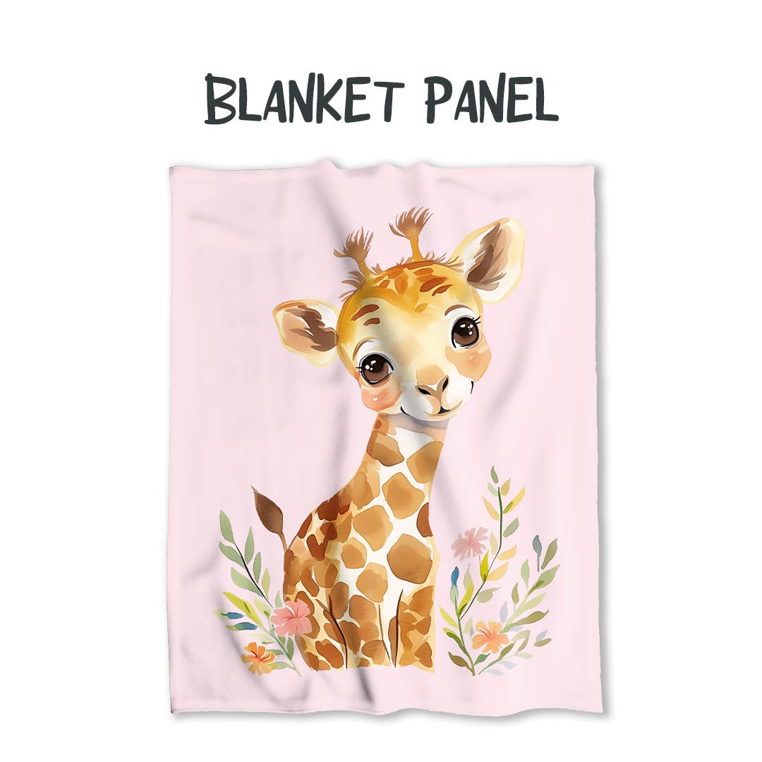 Watercolour Giraffe Pink Fabric Blanket Panel BP-28