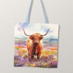 TOTE Watercolour Highland Cow Fabric Bag Panel