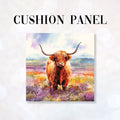 CUSHION Fabric Panel Watercolour Highland Cow