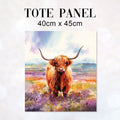 TOTE Watercolour Highland Cow Fabric Bag Panel