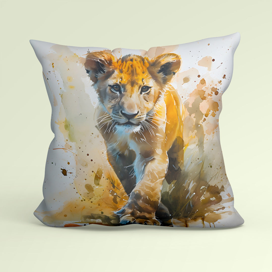 CUSHION Fabric Panel Watercolour Lion CP-101
