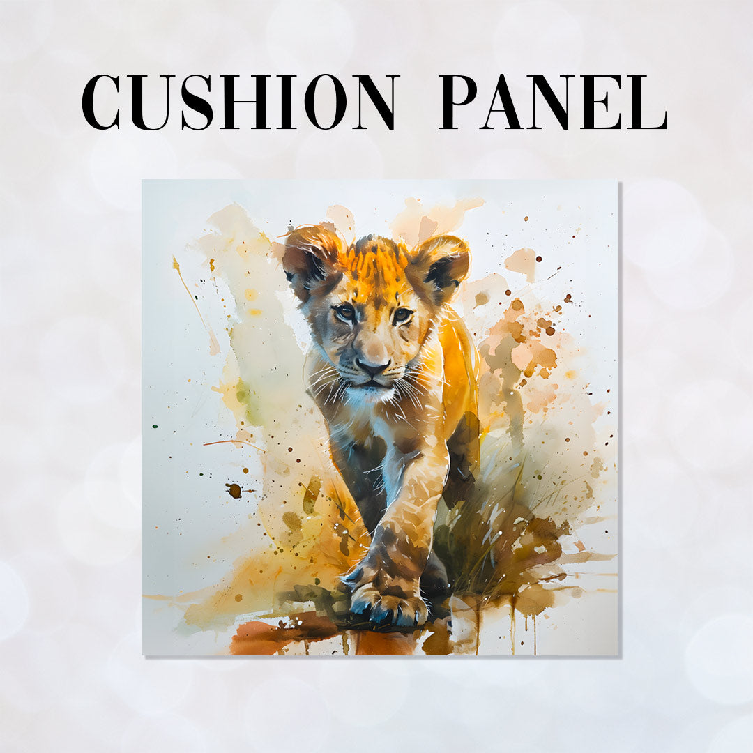 CUSHION Fabric Panel Watercolour Lion CP-101