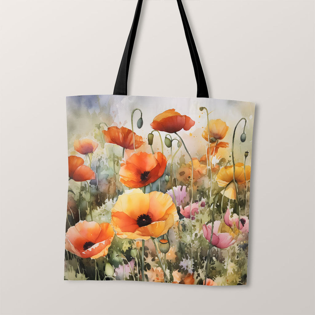 TOTE Watercolour Poppies Fabric Bag Panel