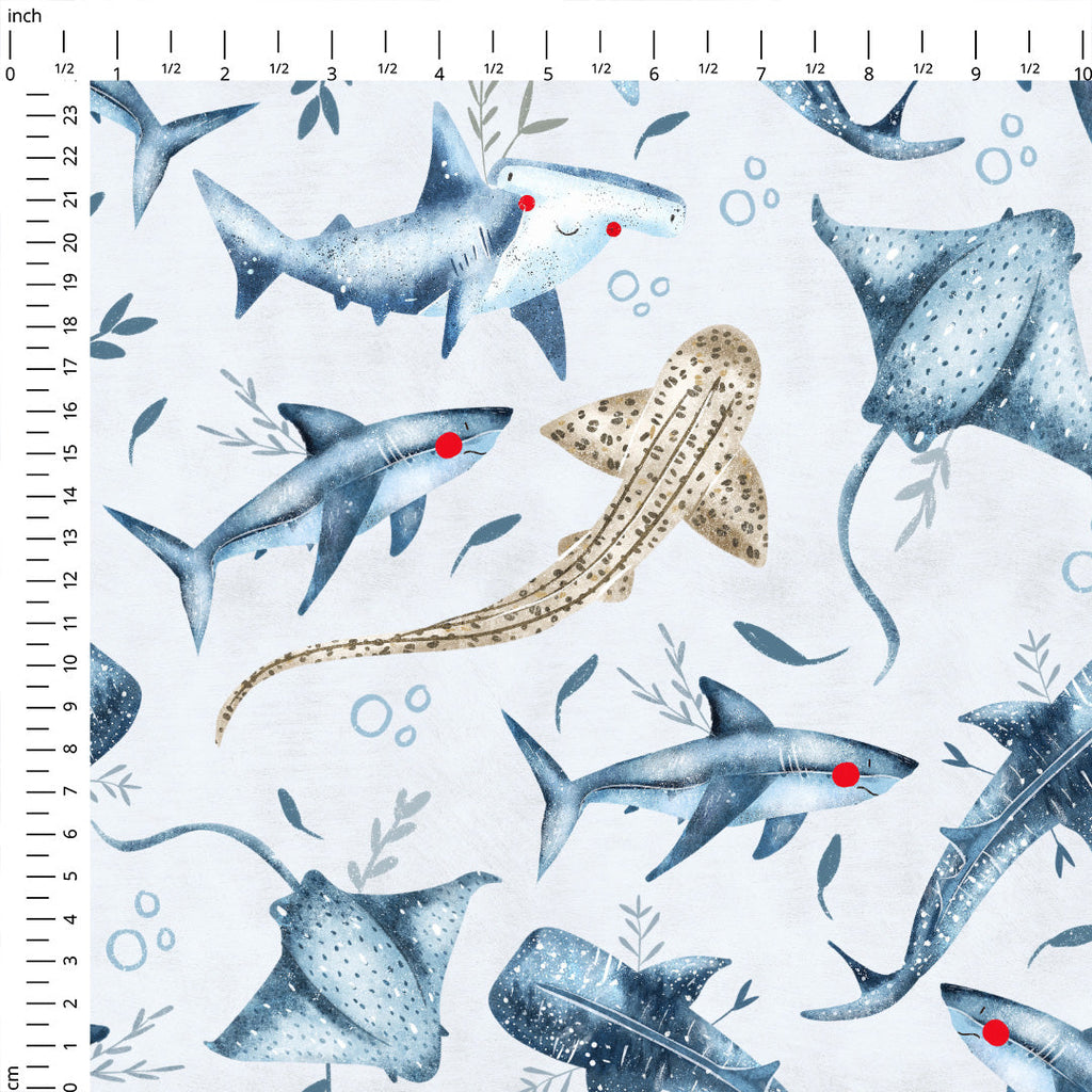 Watercolour Sharks Fabric