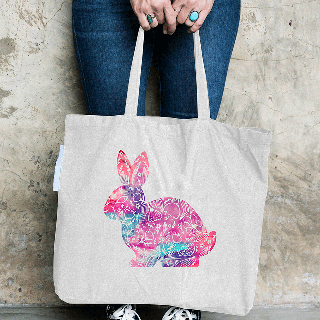 Watercolour Spring Bunny Iron on Fabric Heat Transfer DTF-106