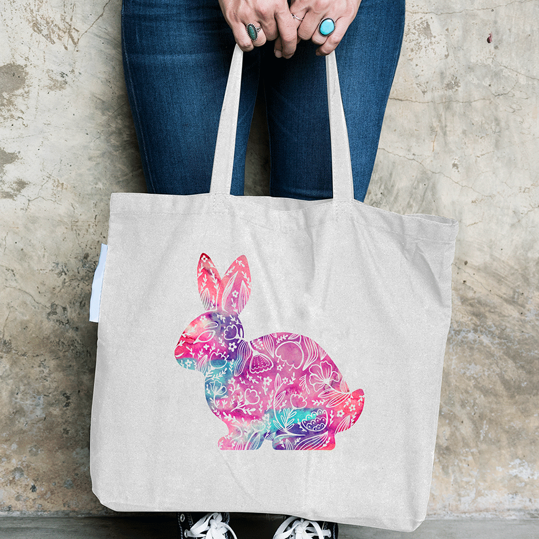 Watercolour Spring Bunny Iron on Fabric Heat Transfer DTF-106