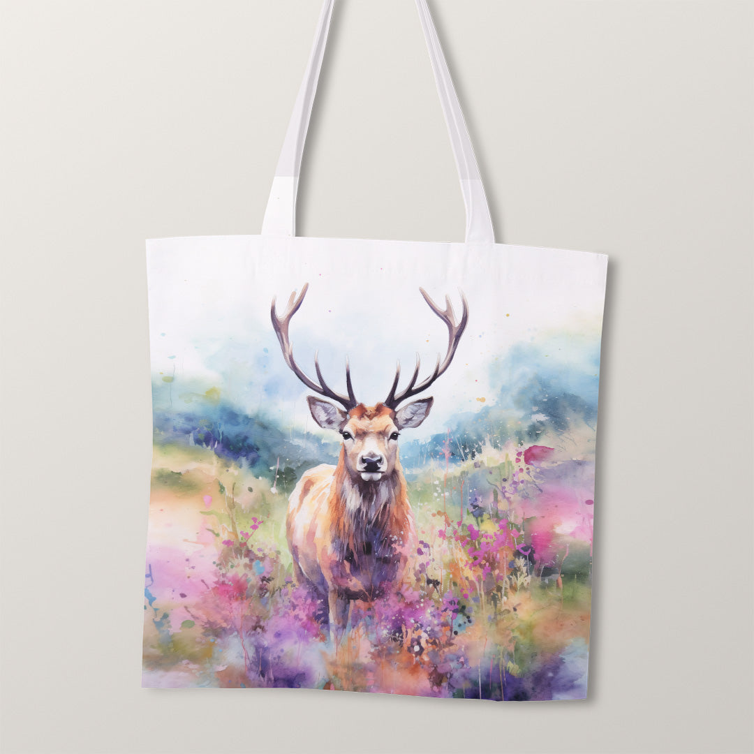 Watercolour Stag Fabric Panel for sewing Tote Bags – Custom Fabrics UK