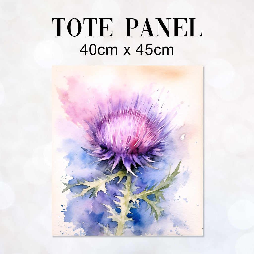 TOTE Watercolour Thistle Fabric Bag Panel TP-179