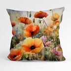 CUSHION Fabric Panel Watercolour Poppies