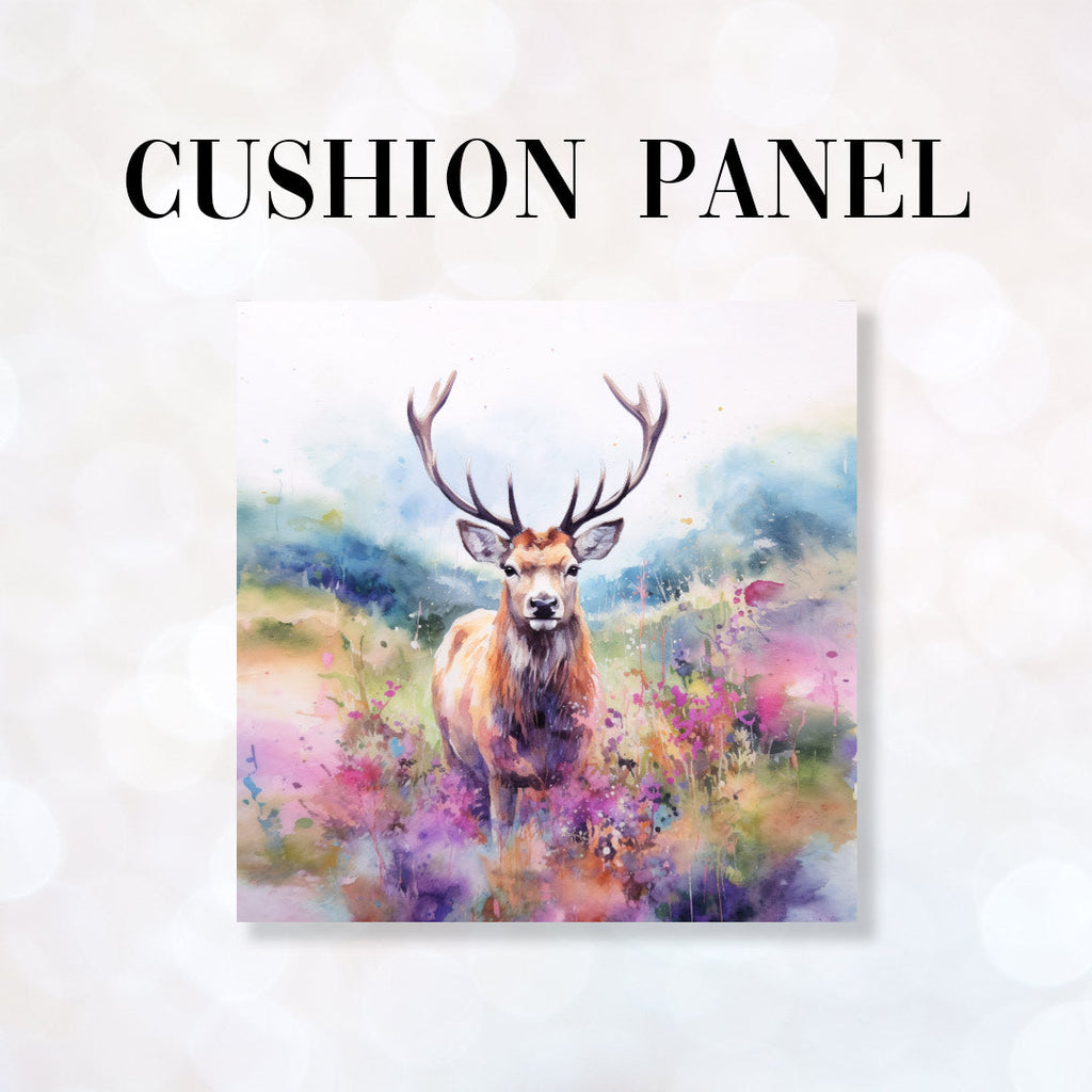 CUSHION Fabric Panel Watercolour Stag