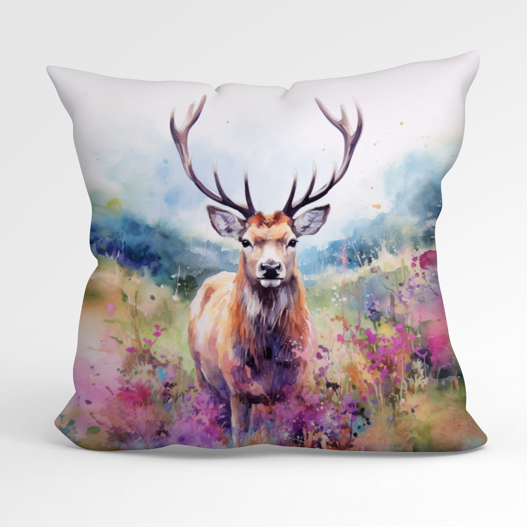 CUSHION Fabric Panel Watercolour Stag