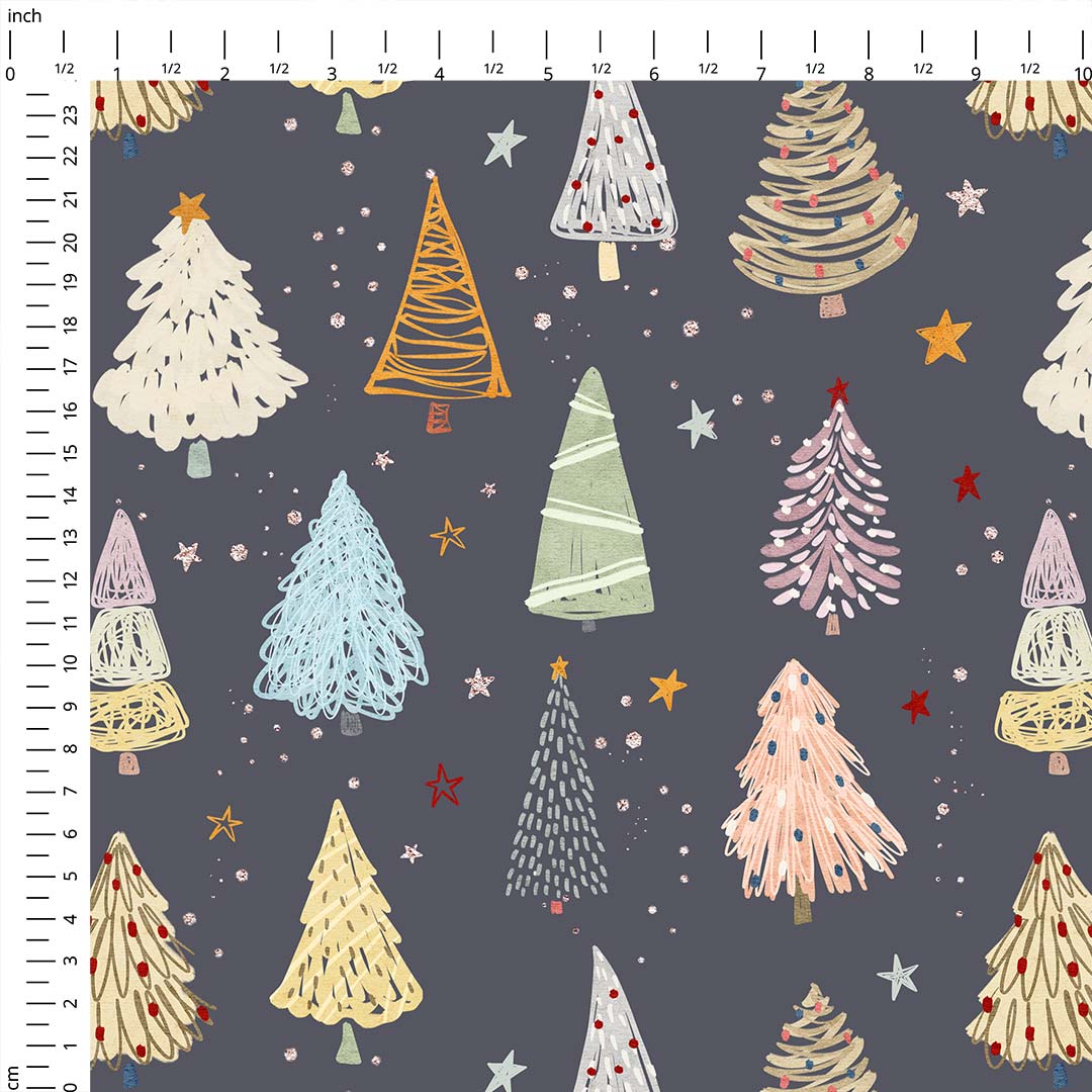 Whimsical Trees Dark Fabric