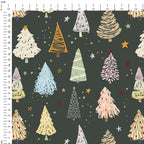 Whimsical Christmas Trees Sage Fabric