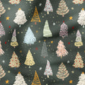 Whimsical Christmas Trees Sage Fabric