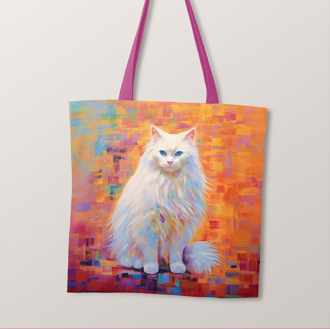 TOTE White Cat Fabric Bag Panel TP-187