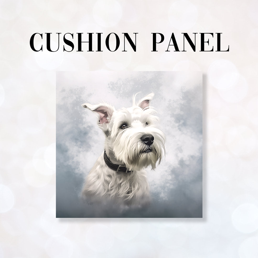CUSHION Fabric Panel White Schnauzer