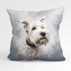 CUSHION Fabric Panel White Schnauzer