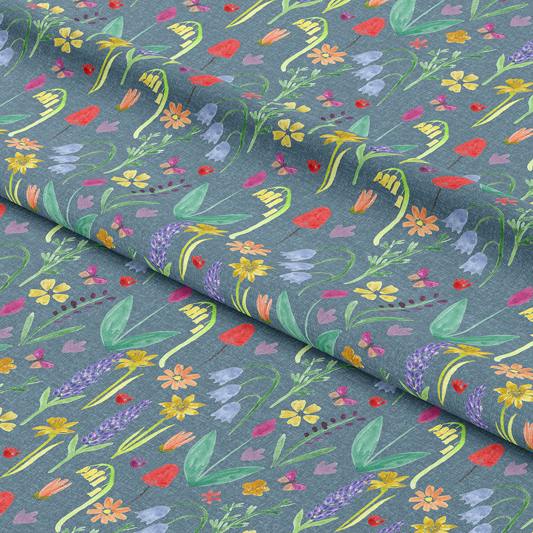 Wild Meadow Denim Fabric
