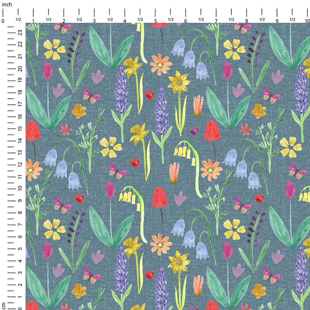 Wild Meadow Denim Fabric