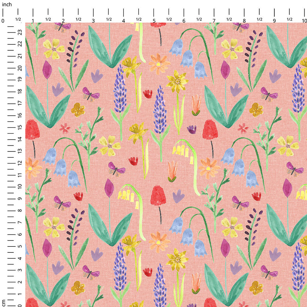 Wild Meadow Peach Fabric