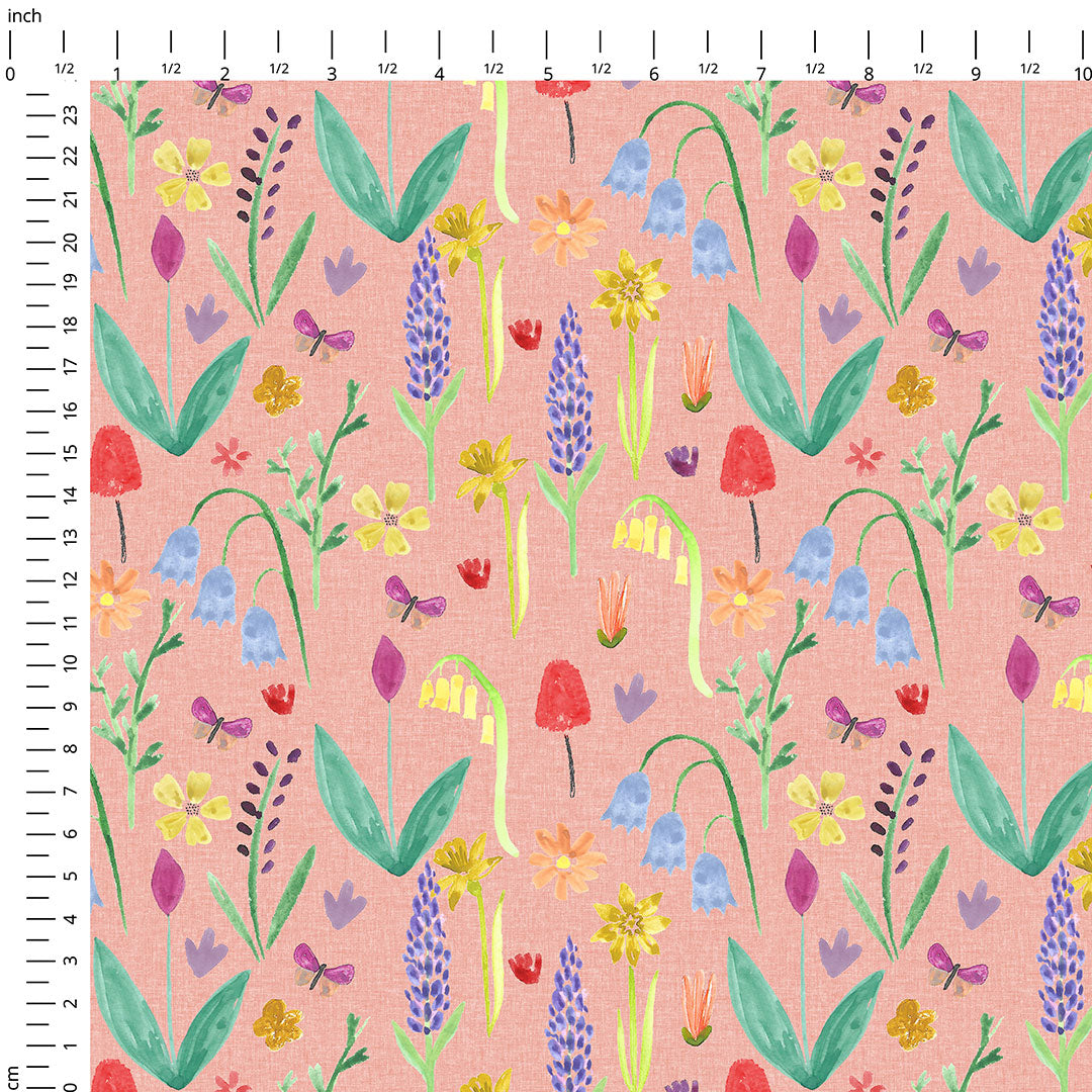 Wild Meadow Peach Fabric