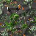 Wild Tropics Birds Grey Fabric