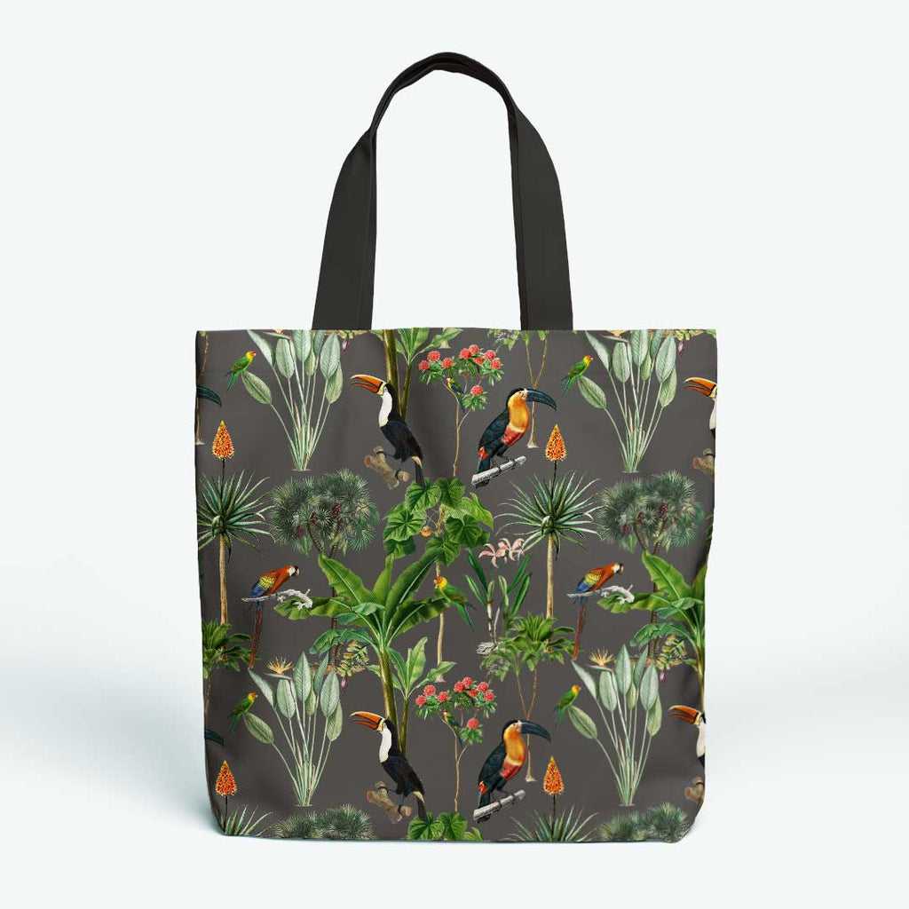 Wild Tropics Birds Grey Fabric