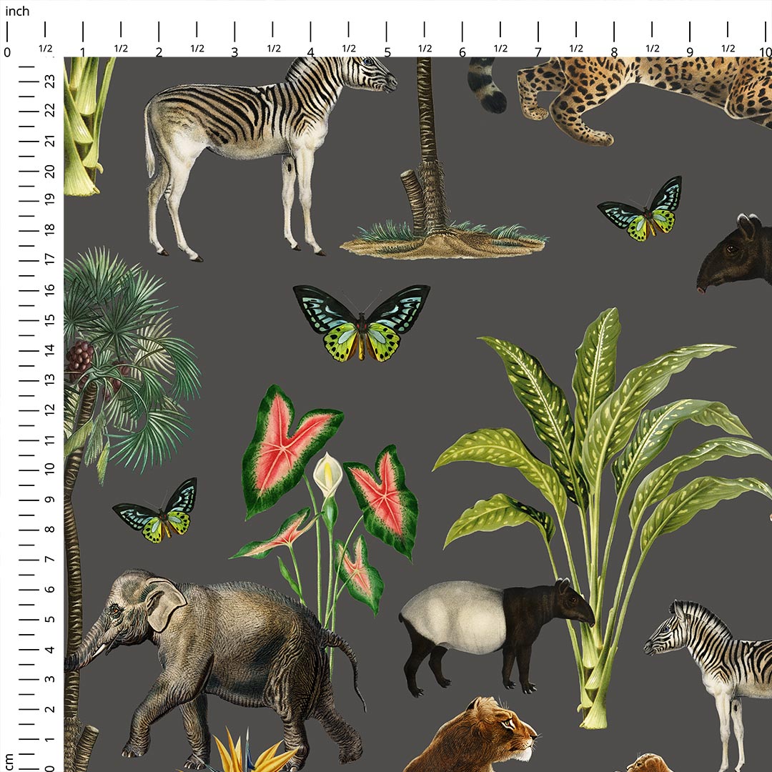 Wild Tropics Grey Fabric